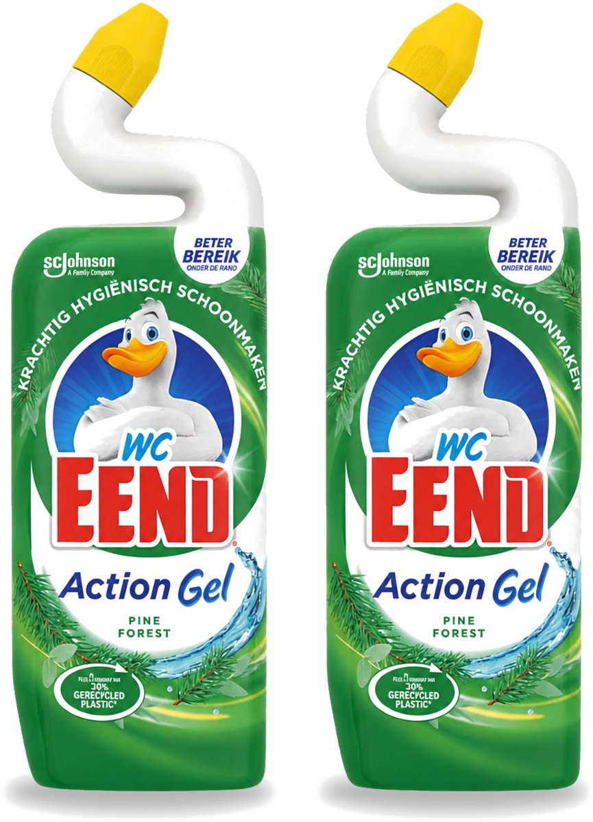 2 x WC Eend - Toiletreiniger - Action Gel - Pine Forest - Krachtige Reiniging & Frisse Dennengeur - 750 ml - Voordeelverpakking - 2 stuks