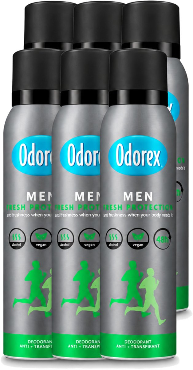 6 x Odorex Men - Deodorant Spray - Fresh Protection - Sportief & Fris - 150 ml - Voordeelverpakking - 6 stuks
