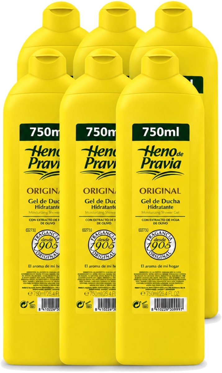 6 x Heno De Pravia - Douchegel - Original Geur - 750 ml - Voordeelverpakking - 6 stuks