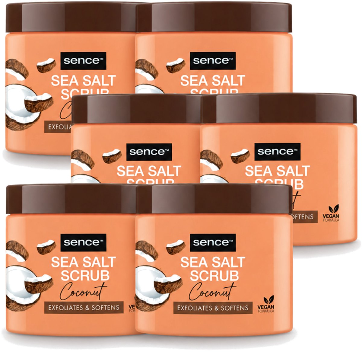 6 x Sence - Coconut - Bodyscrub - Verzorgend - 500 g - Voordeelverpakking - 6 stuks