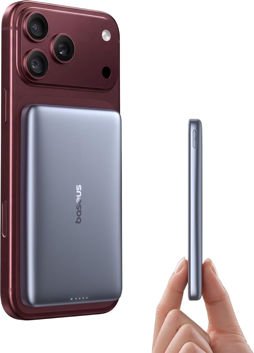 Ultra Slim 10,000 mAh Powerbank met Qi2 Magsafe, 15W Draadloos en 27W PD Snelladen, Geschikt voor iPhone 17/16/15/14/13/12, Lichtgewicht en Draagbaar