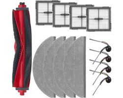 Accessoirekit voor Roborock Q10 PF+-inclusief zijborstel-wasbaar filter-dweil en reserveonderdelen.