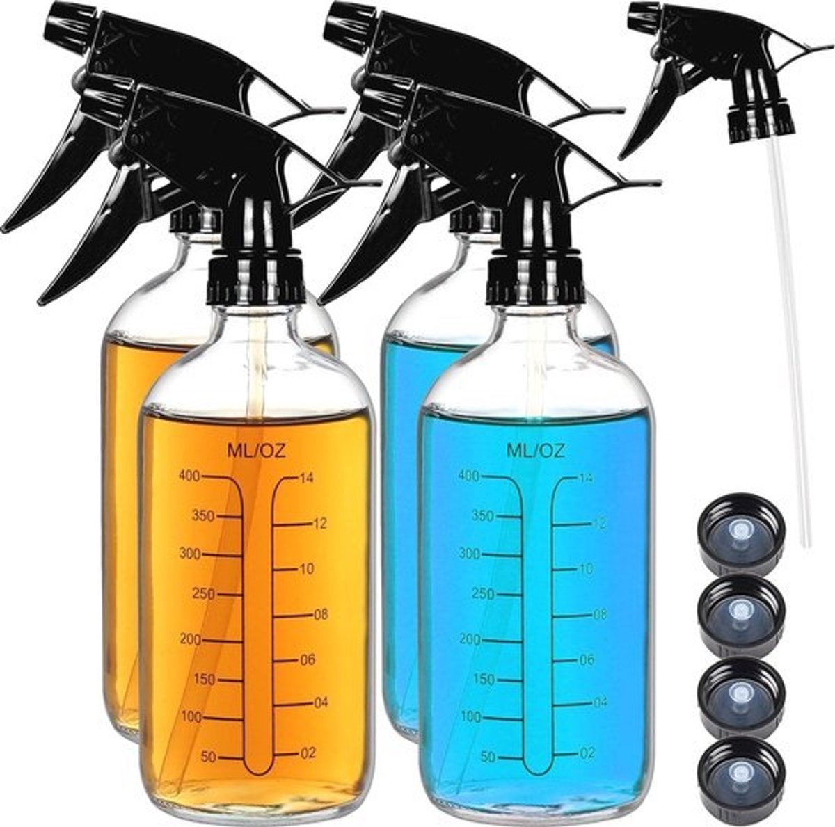 Lege glazen spuitflessen 500 ml - 4 stuks voor haar en reiniging