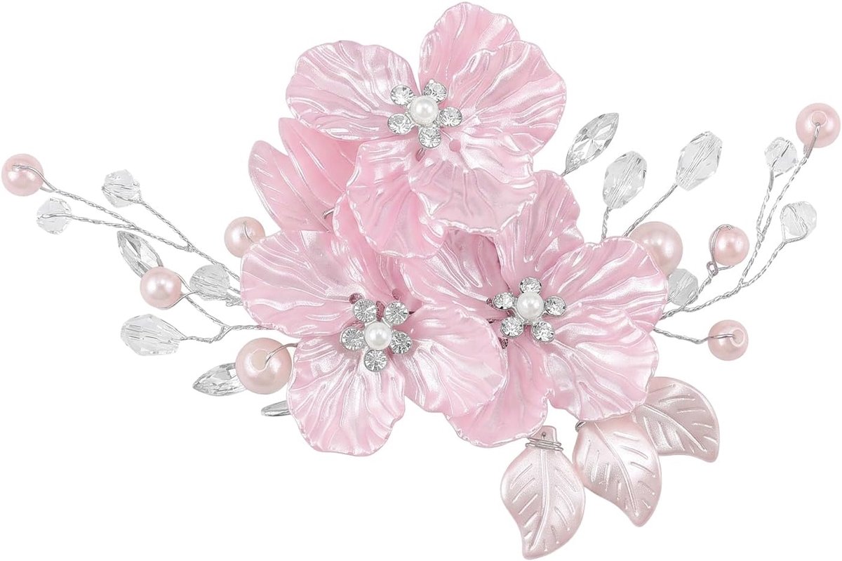 Roze, Vrouwelijke Kappersaccessoires voor bruiloft, haarcombinatie met bloemen, hoofdaccessoire voor bruidsmeisje en feest
