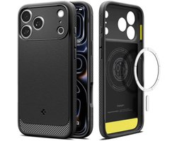 Spigen Hoesje Geschikt voor Apple iPhone 18 Pro / 17 Pro - Rugged Armor MagFit - Back Cover Compatibel met MagSafe / Qi2 - Air Cushion - Case Matte Zwart