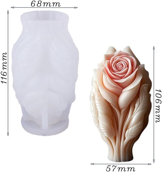 Kaarsvormen, kaarsvormen van siliconen, 3D roze siliconenvormen voor gieten, kerst, aromatherapie kaarsvormen om te gieten, DIY-cadeau voor Kerstmis, verjaardag, decoratie (A) — afbeelding 2