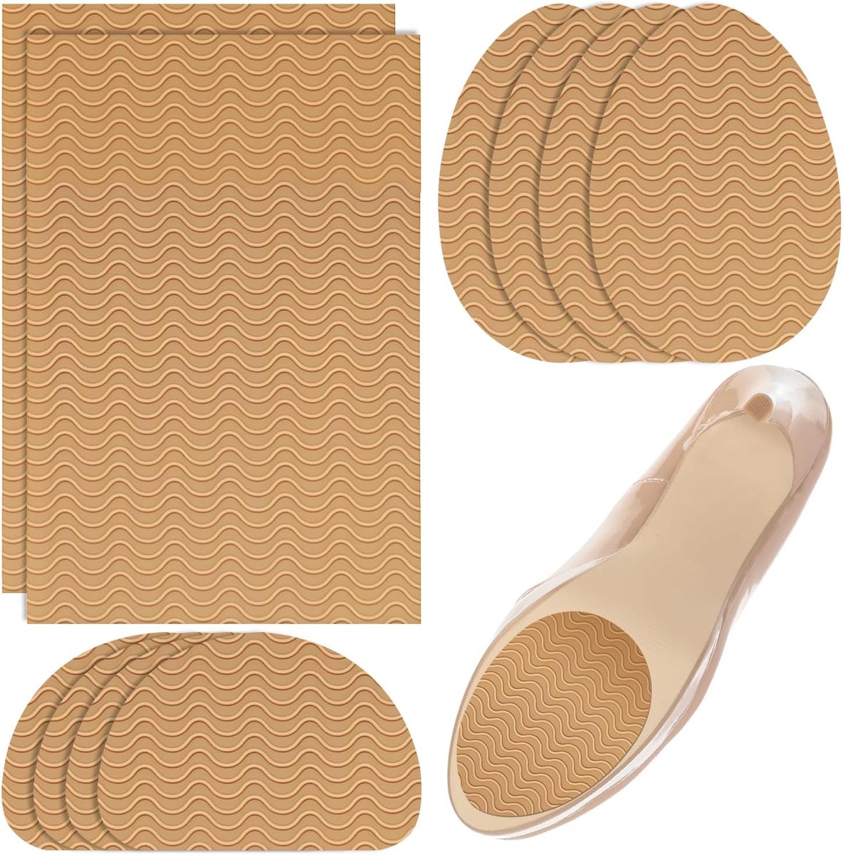 Zoolbeschermers, zelfklevend, voor hoge hakken en leren schoenen, kaki, 10 stuks