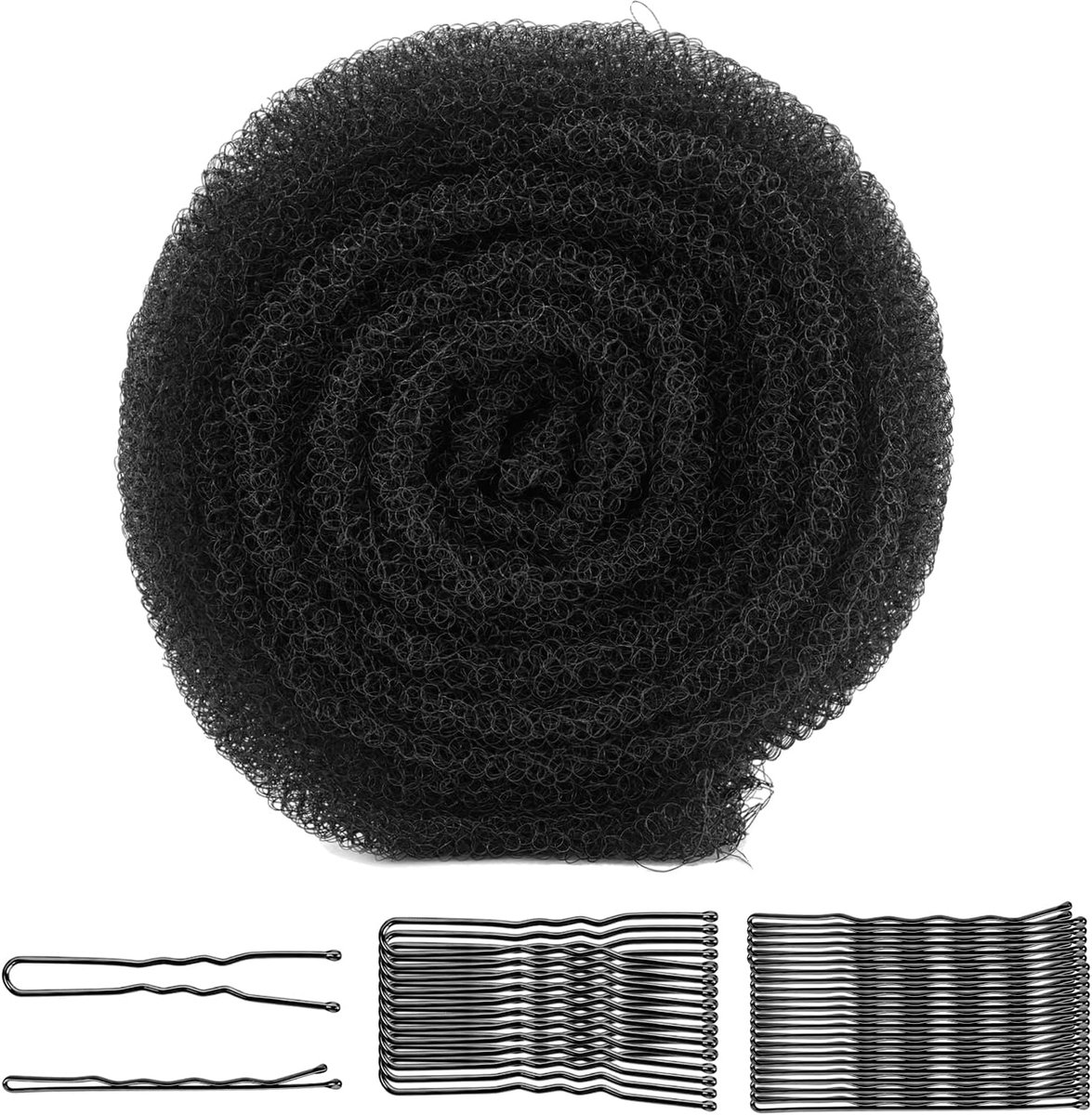 Haarvulling voor kapsels, 178cm spons, met haarspelden (zwart)