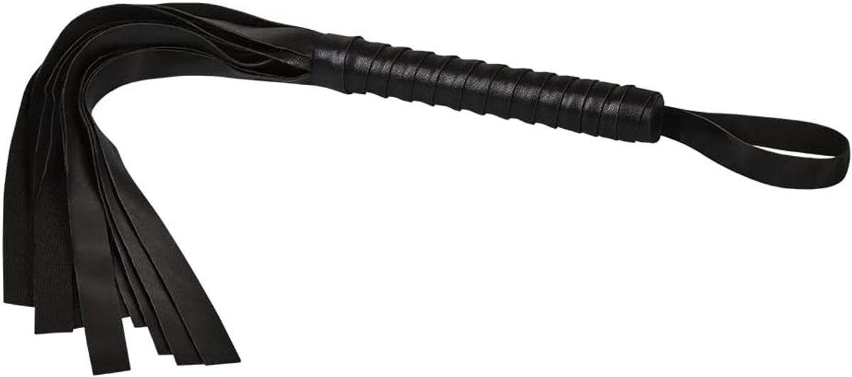 EIS, BDSM, whip with belt, multiple pigtails, long handle, with holding loop, color: Black - ShopVlot