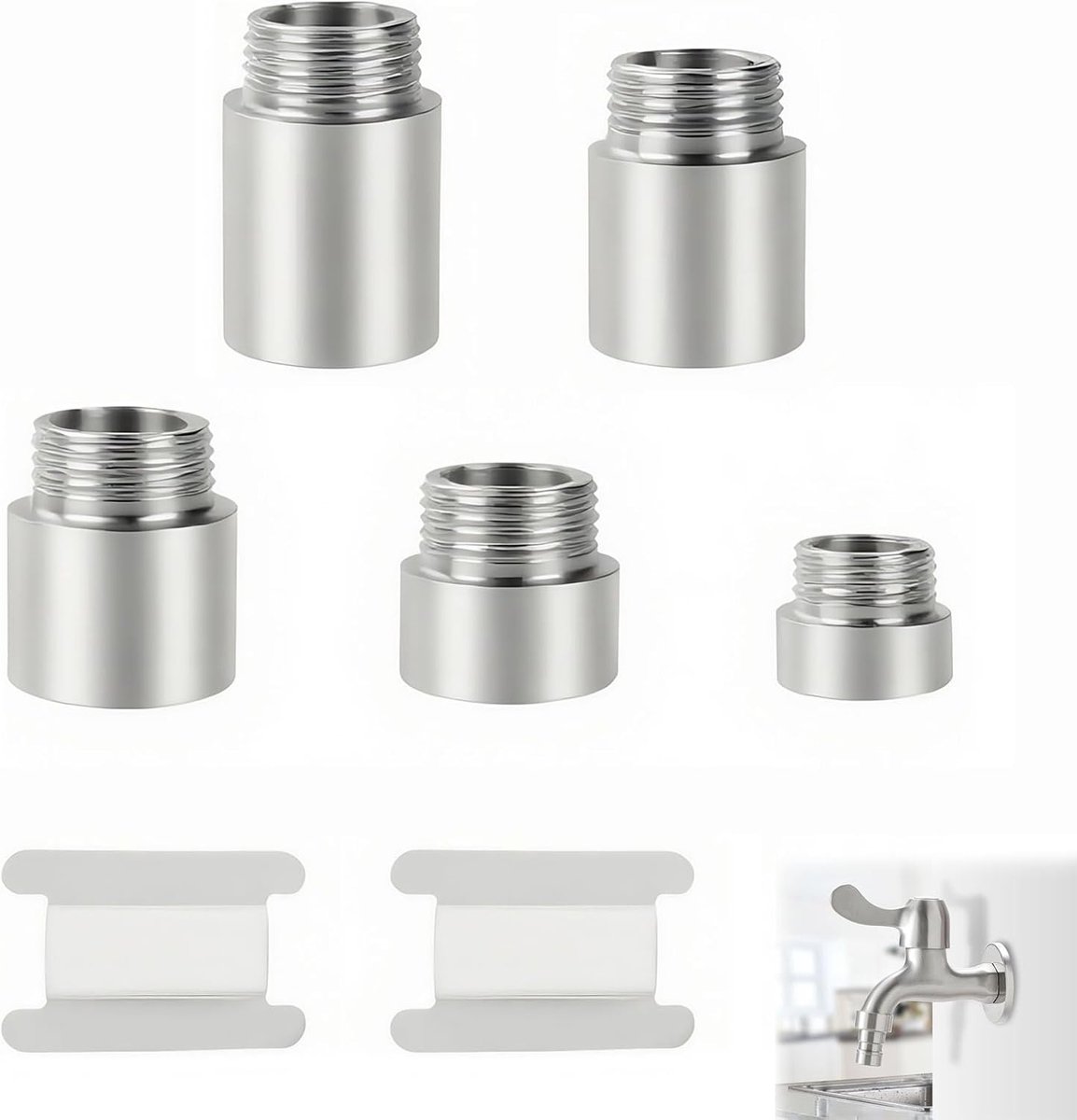 4pcs Faucet Extension 1/2 Inch Shower Head Extension Threaded Fitting Stainless Steel Shower Extension Tube (Stainless - ShopVlot