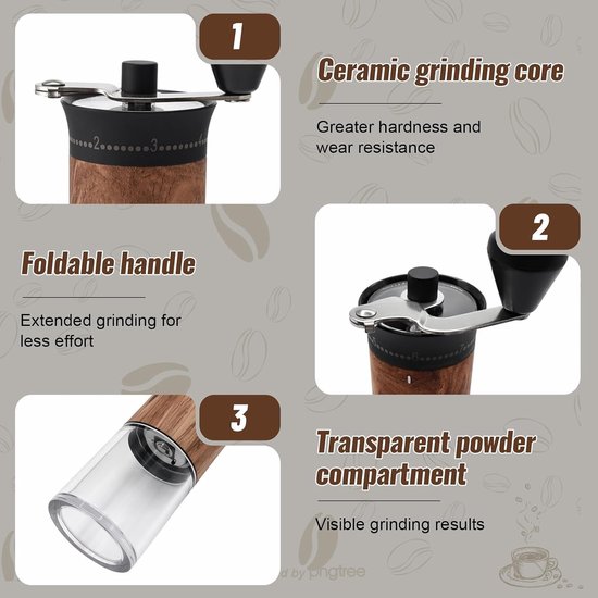 Handmatige koffiemolen met keramische maalsteen en roestvrijstalen behuizing voor perfect gemalen koffie — afbeelding 3
