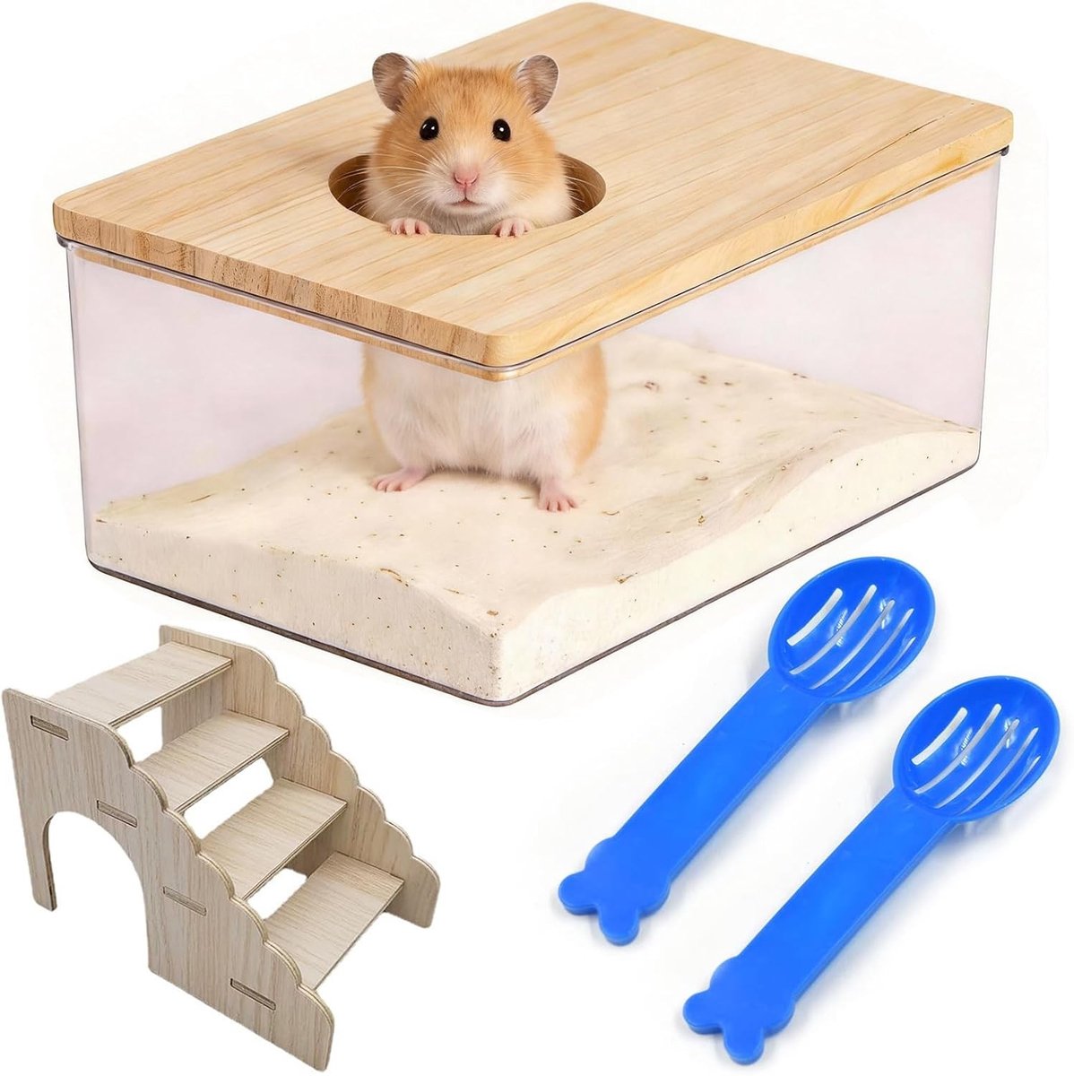 Hamster zandbad 18,5 x 12,5 x 8,5 cm, ideaal als hamster toilet en verzorgingsaccessoire voor knaagdieren