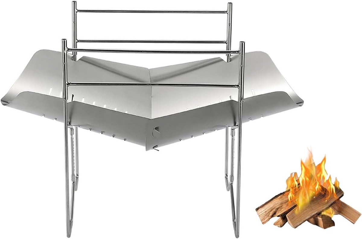 Campingmoon Portable Camping Fire Pit Foldable Stainless Steel BBQ Grill SOLO-A4 - ShopVlot