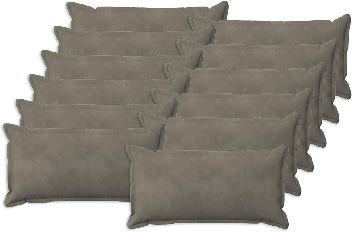 vidaXL Dekenkussen - 12 - st - HOUTEN - Lichtgrijs - 40 - x - 80 - cm - fluweel
