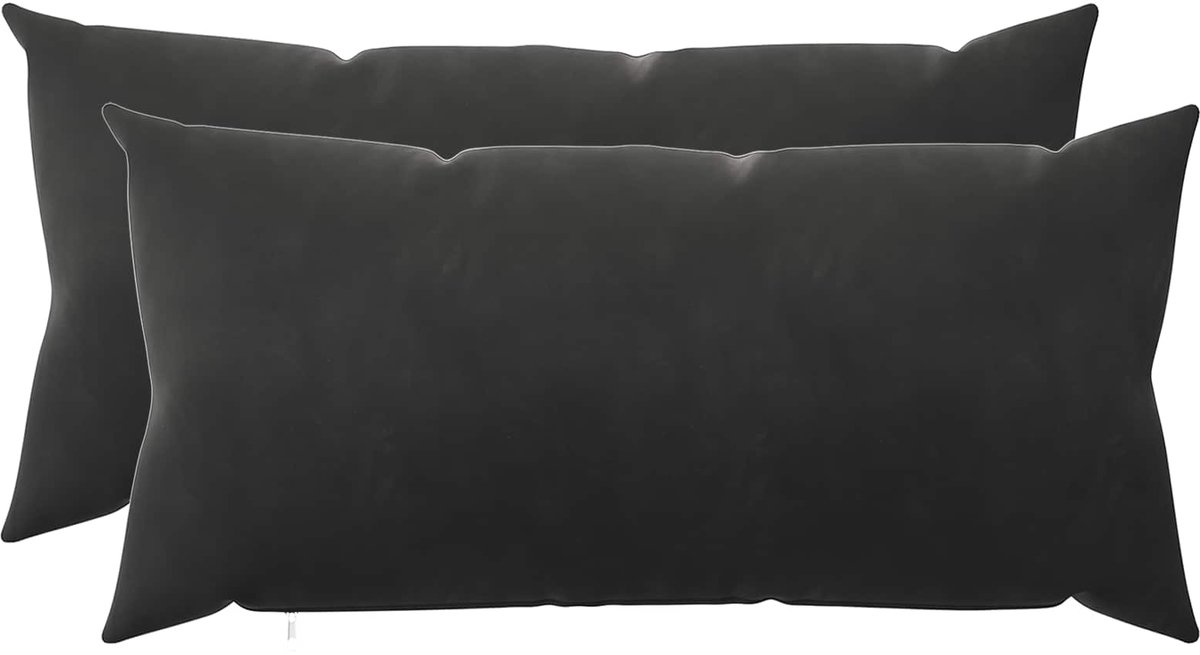 vidaXL Dekenkussen - 2 - st - HEERLEN - Zwart - 40 - x - 80 - cm - fluweel 40 x 80 cm
