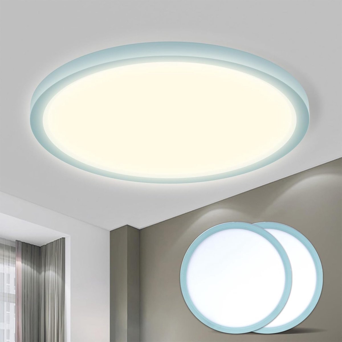 SnelShoppen - LED Plafondlamp Rond 18W IP44 Waterdicht, 4000K 1600LM Dun voor Woonkamer, Badkamer, Keuken, Slaapkamer, Kantoor, 220x24mm