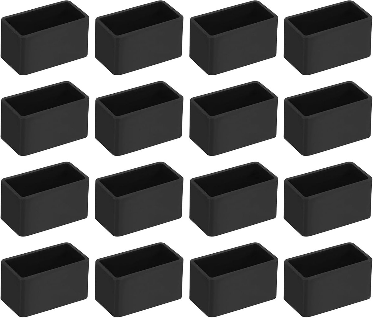 SnelShoppen - 26 Stuks Vierkante Stoelpootdoppen 40mm x 20mm OD Zwarte PVC Meubelvoetjes voor Tafels, Tuin, Kasten, Bedden en Meubels