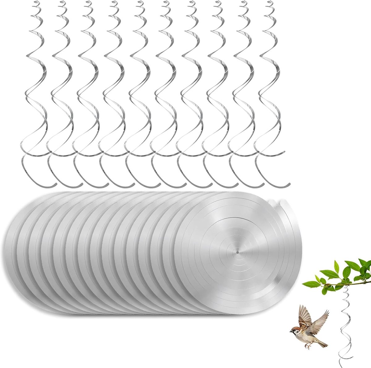 reflecterende vogelspiralen 15 stuks - spiraalvormige vogelverschrikker - natuurlijke afweer - veilig voor dieren - SnelShoppen