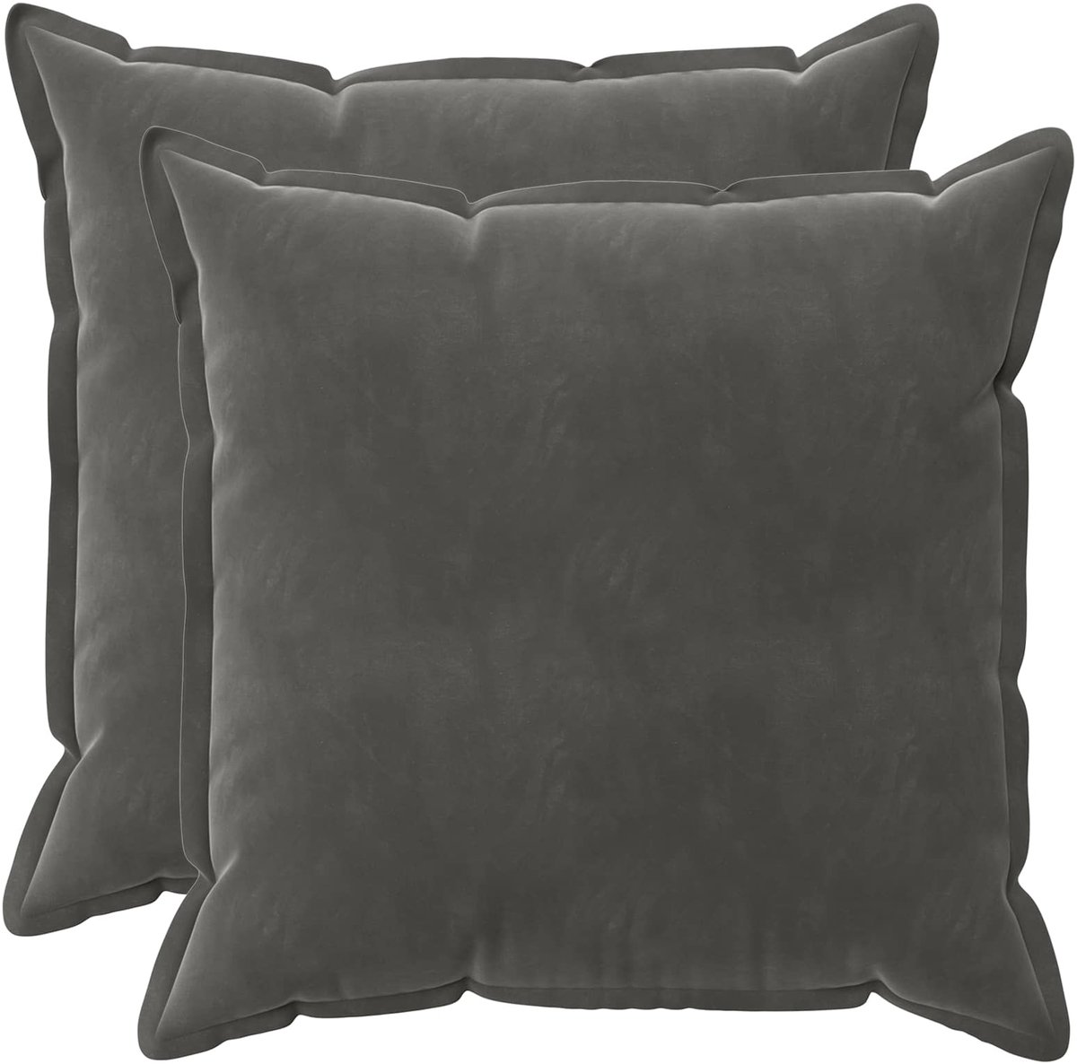 vidaXL Dekenkussen - 2 - st - HOUTEN - Donkergrijs - 65 - x - 65 - cm - fluweel