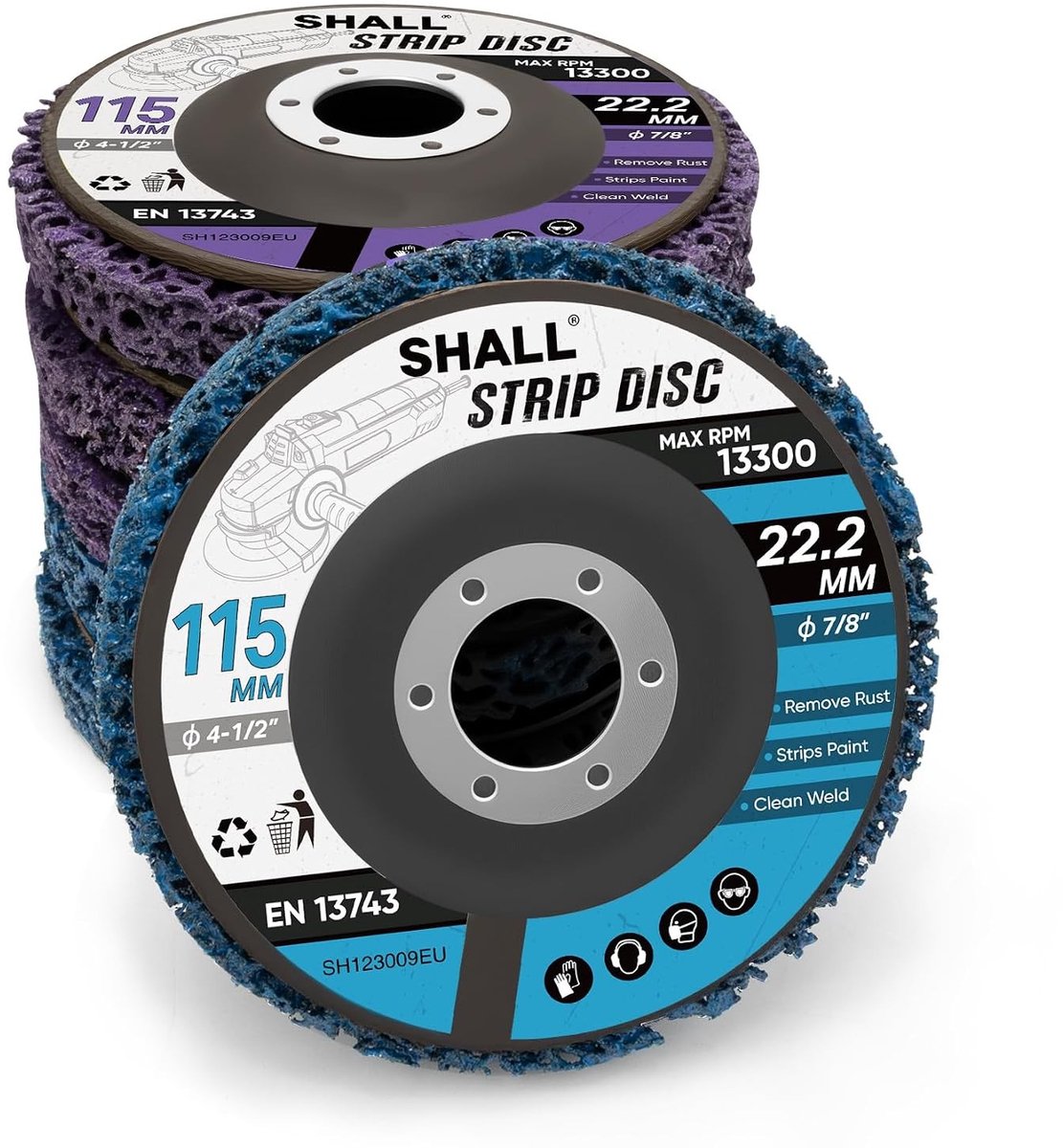 6 Stuks Reinigings- en Stripdiscs 115 mm voor Roestverwijdering - Schuur- en Reinigingsschijven voor Haakse Slijpers - Ideaal voor Metaalbewerking en Oppervlakteverwerking