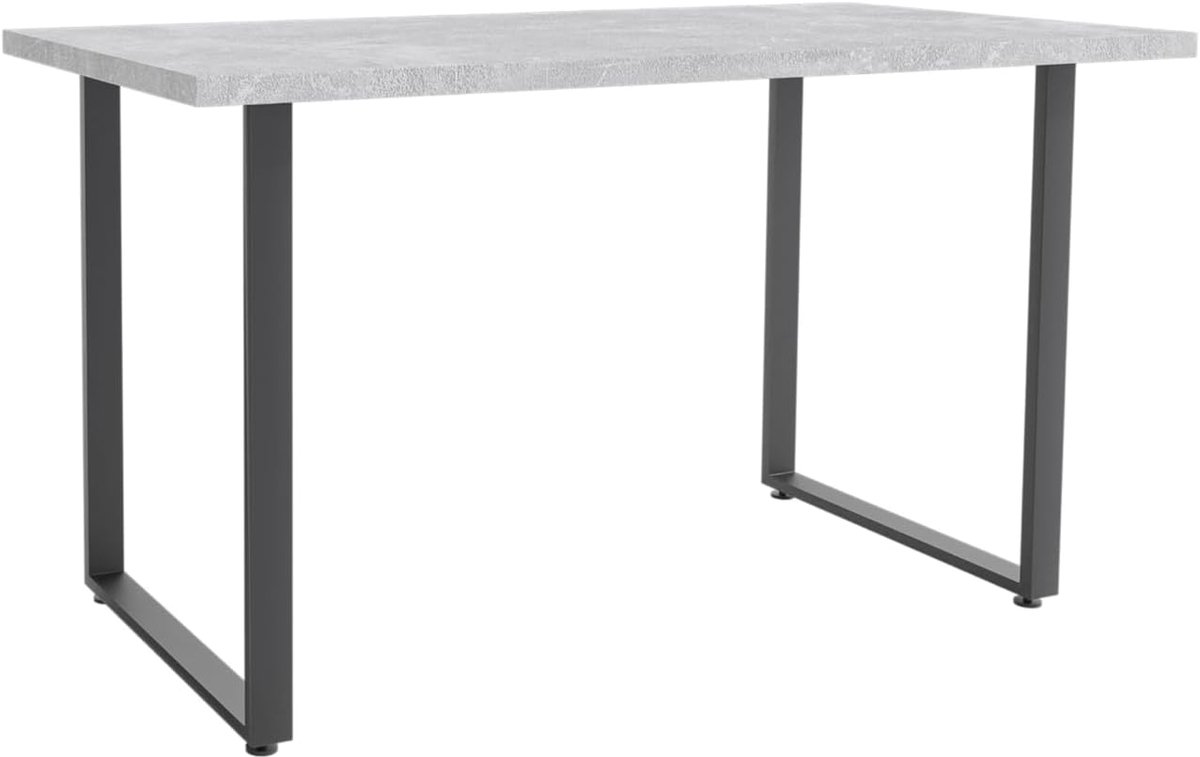 Seattle Industriële eettafel van betongrijs effect, moderne rechthoekige keukentafel met stevig zwart metalen frame, ruimtebesparende tafel voor thuis, woning en kantoor, 140 cm