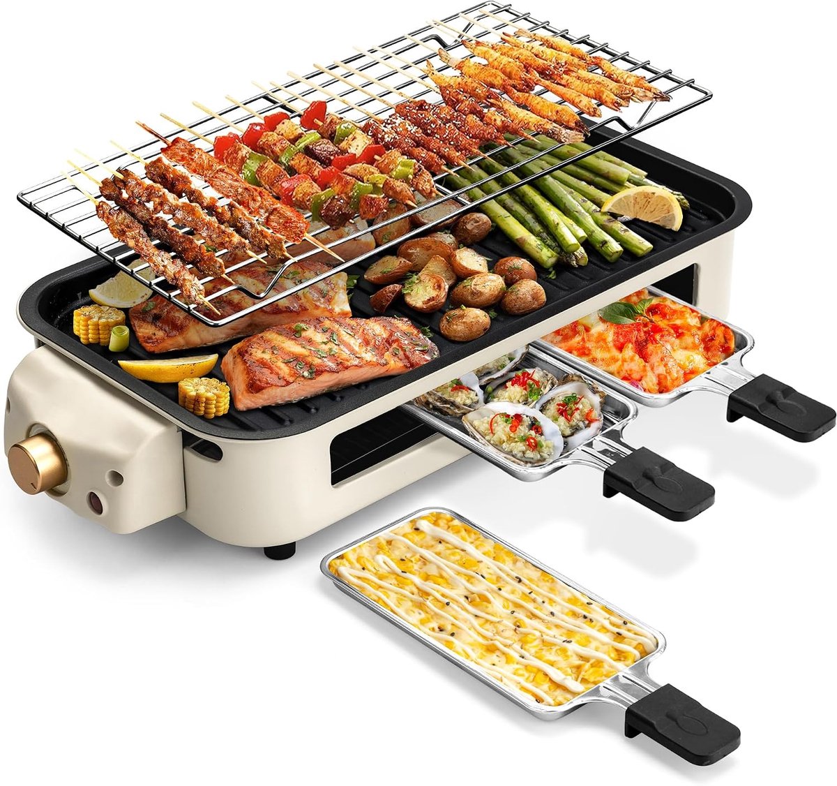 2-in-1 elektrische binnengrill - compact keukenapparaat - perfect voor het grillen van voedsel binnenshuis in de keuken