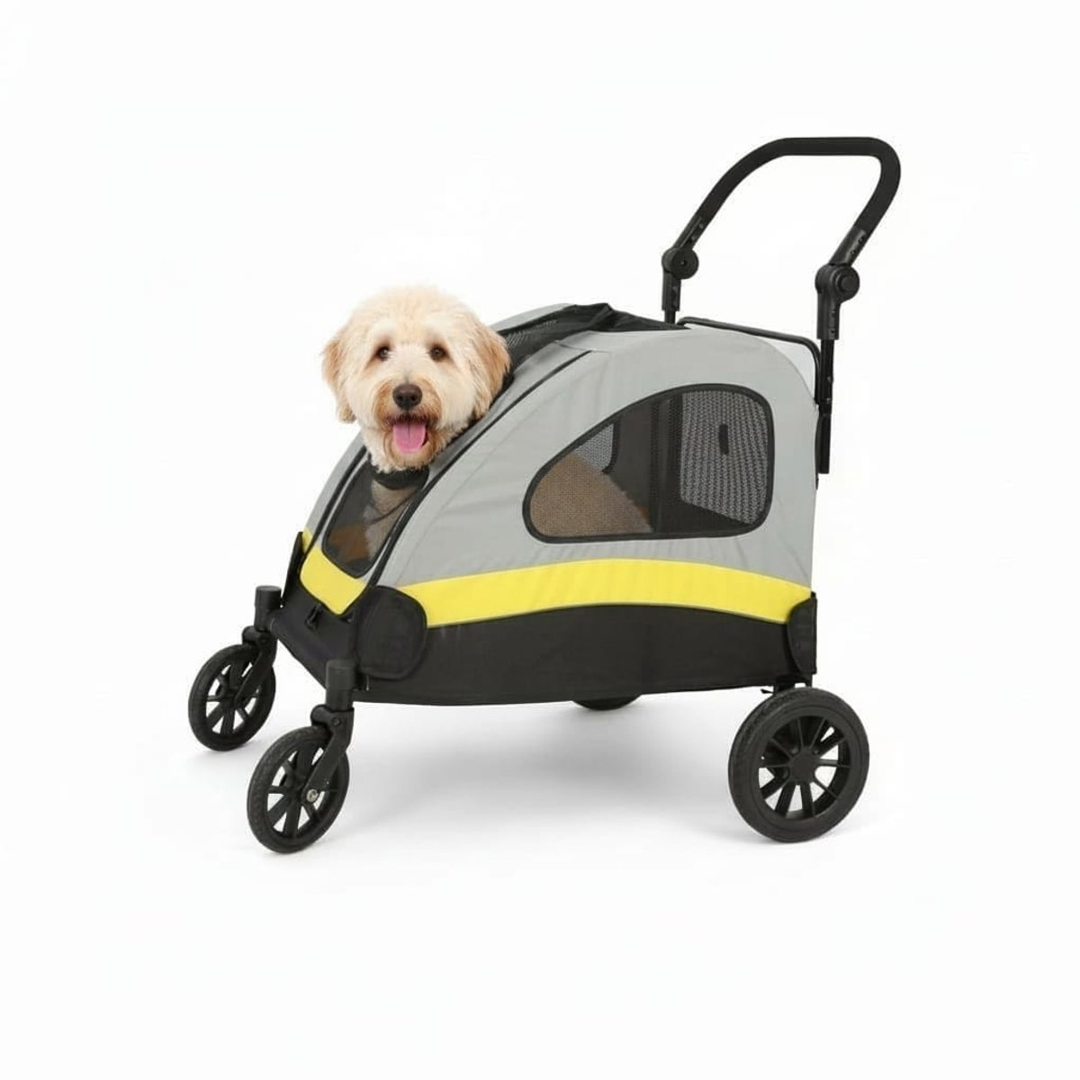 Klarven® Hondenbuggy Kleine Hond - Hondenbuggy 2 Honden - Opvouwbare Hondenbuggy - Hondenbuggy - Verstelbare Duwstang - Veiligheidslijn Inbegrepen