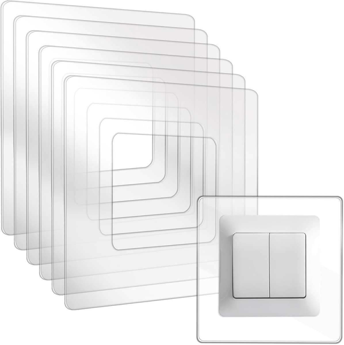 6 stuks lichtschakelaarbescherming, wandbescherming voor lichtschakelaar, behangbescherming voor stopcontact en lichtschakelaar, stopcontactpaneel voor elk schakelaarprogramma, transparant, 6