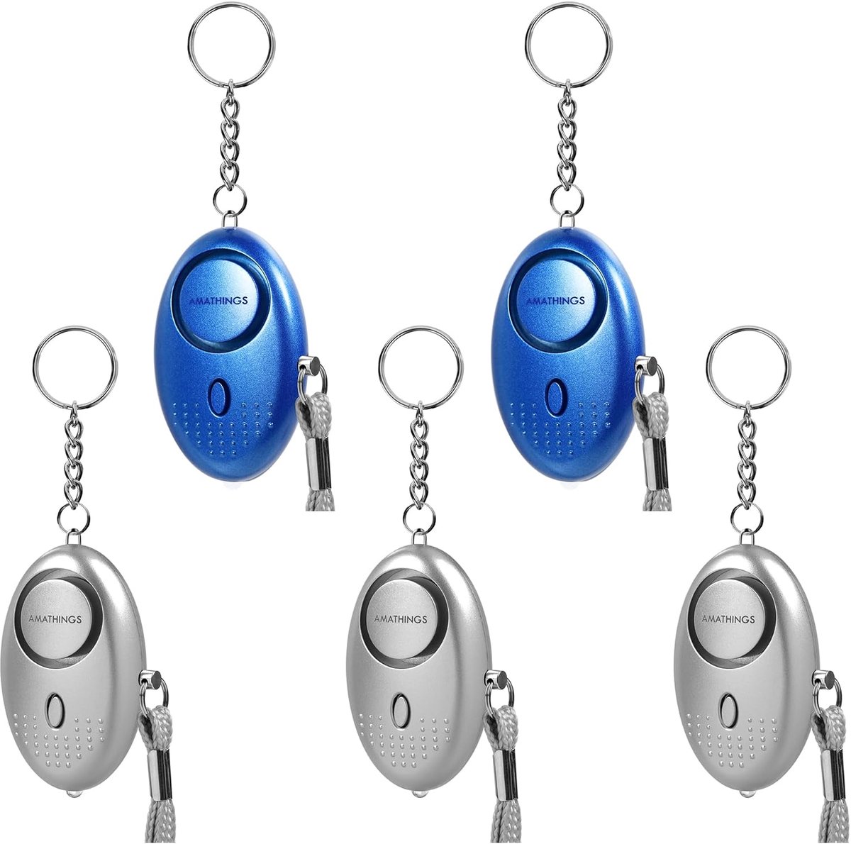 AMATHINGS Set of 5 Pocket Alarm Keychains Alarm with LED Light - Panic Alarm Keychain for Self-Defense - ShopVlot