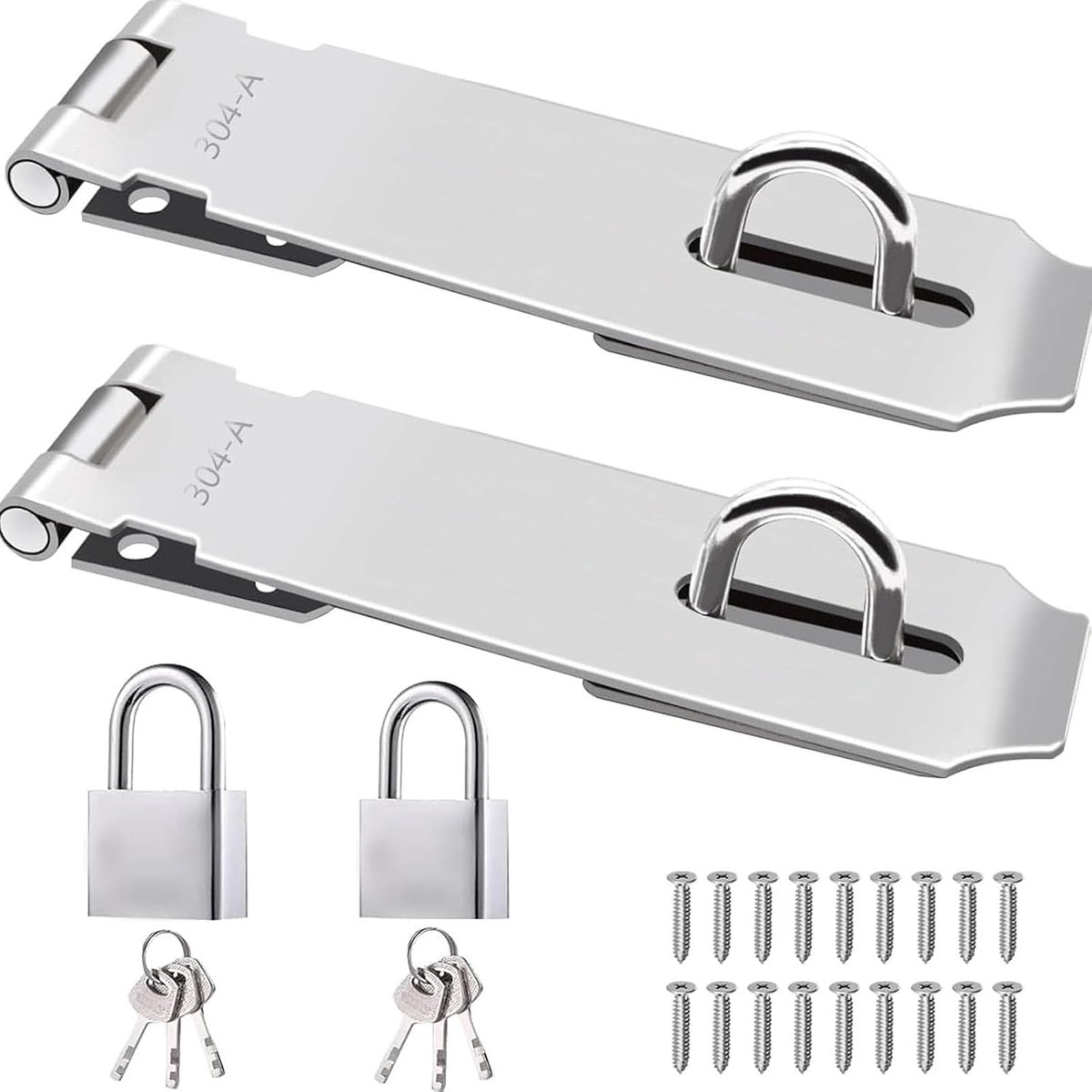 304 Stainless Steel 30mm Safety Lock and Screws Padlock for Wooden Door Cabinet Gates Cupboards Padlock Door Window - ShopVlot