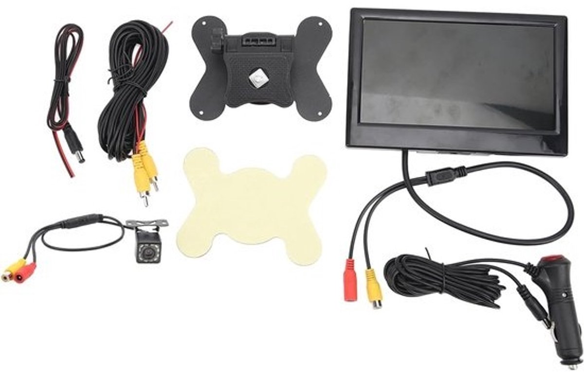 Dailygoods - 7-inch back-upmonitor - Hoge resolutie - 170° groothoek - Waterdicht - Laag stroomverbruik - 2 video-ingangen - Achteruitrijmonitor
