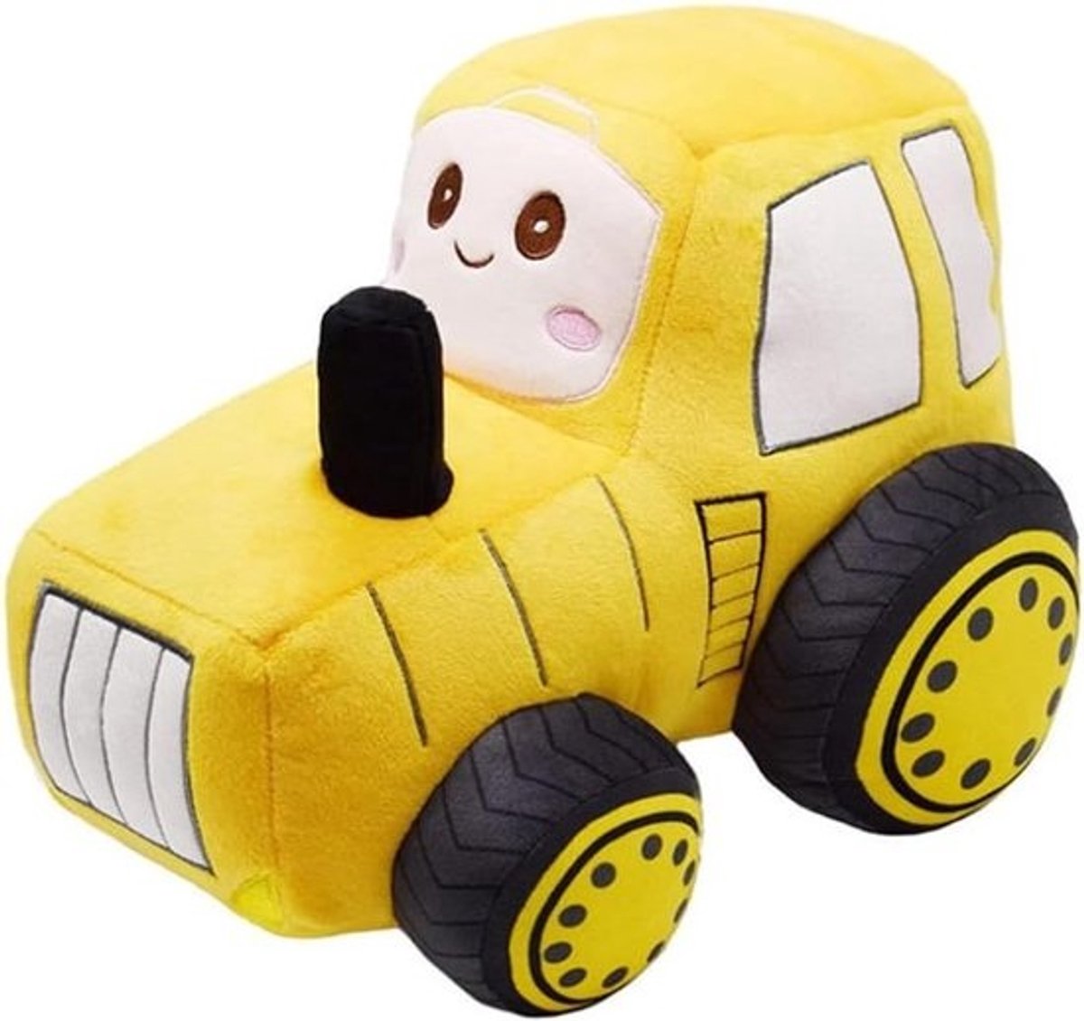 Zacht 30 cm pluchen tractorkussen - speelgoed voor kinderen, verjaardag en kerstfeest, geel