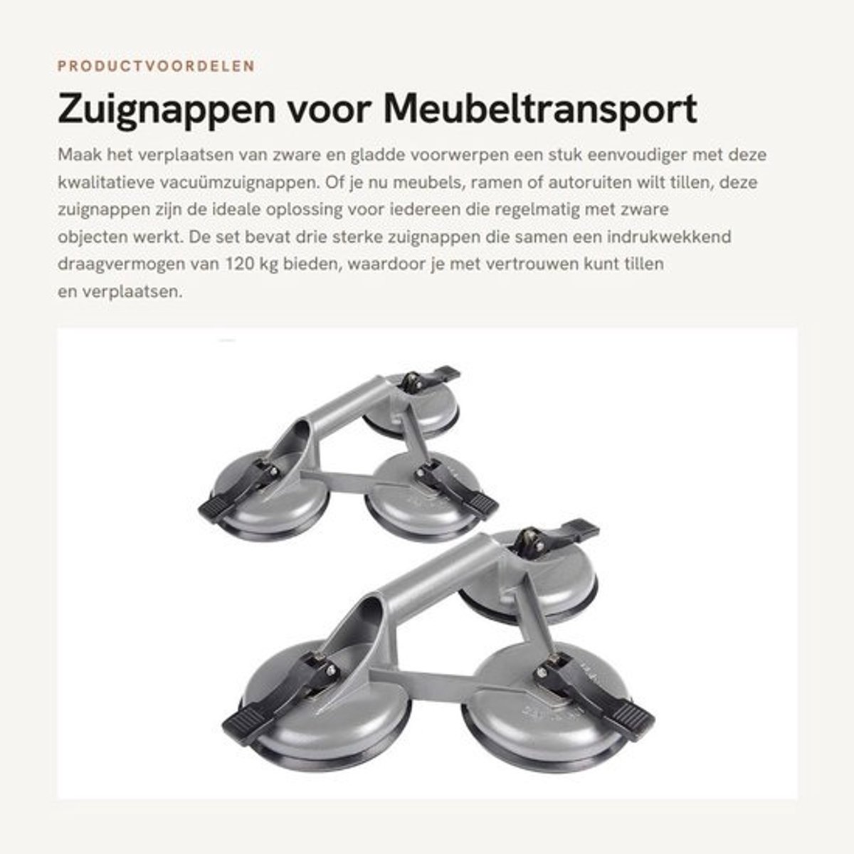 Dailygoods vacuümzuignappen - 120 kg - 3 zuignappen - Glazen zuignap - Voor tegels, glas en hout - ABS-kunststof - Diameter 118 mm