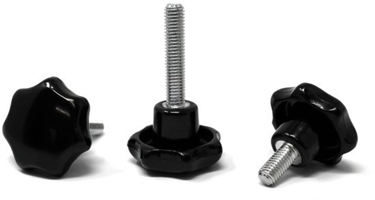 Sterke metrische schroeven - Handgreepschroeven - Voor machinebevestiging - Ergonomische stergreep - M5 x 20 mm - Zwart