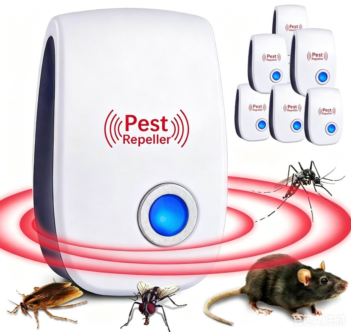 Verjager - 88*56*51mm - 6 stuks - Ultrasone Muizenverjager - Ongedierte Verjager - Pest Repeller - Muizenverjager voor binnen - Pest Reject - Ongediertebestrijder Zonder Gif - Verjager - Muggenverjager - Insectenverjager - Knaagdierverjager Stekker