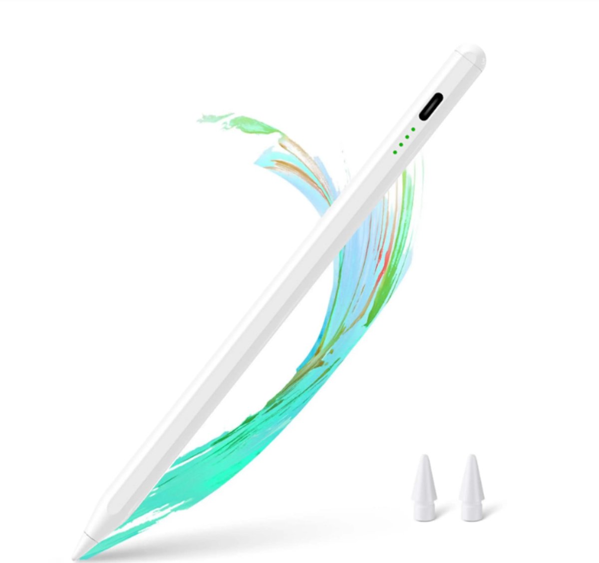 Rayofi Stylus Pen - USB-C capacitieve Pen（alleen voor appel） -Geschikt voor Apple iPad modellen vanaf 2018- Apple pencil alternatief- Palm rejection-Gevoel van kanteldruk-strong magnetic suction- 2 extra punten - wit