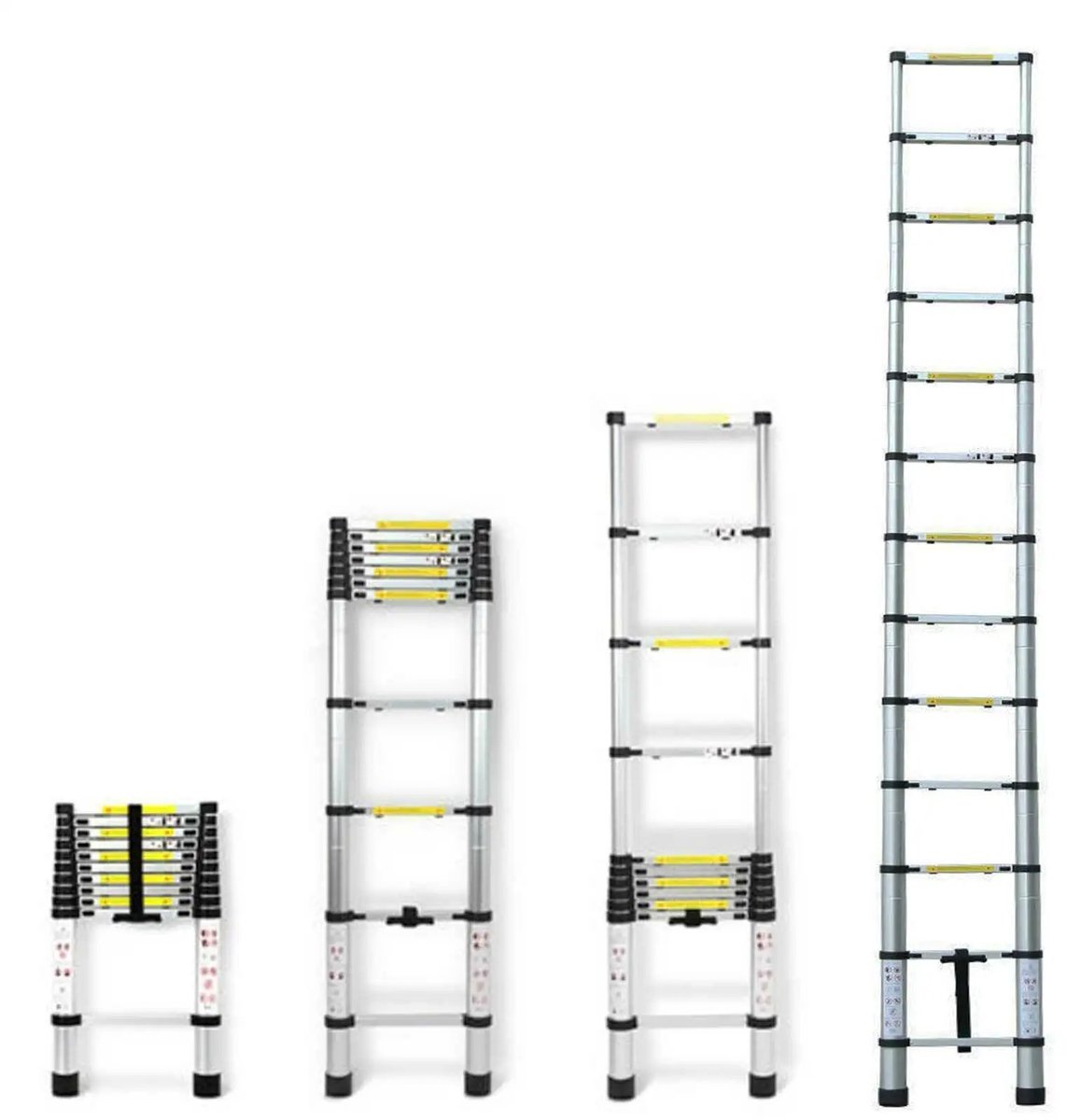 G&G telescoopladder - Teleschopische ladder - Rechte uitschuifladder - 3,20m - Aluminium - Lichtgewicht - Tot 150kg - Zilver