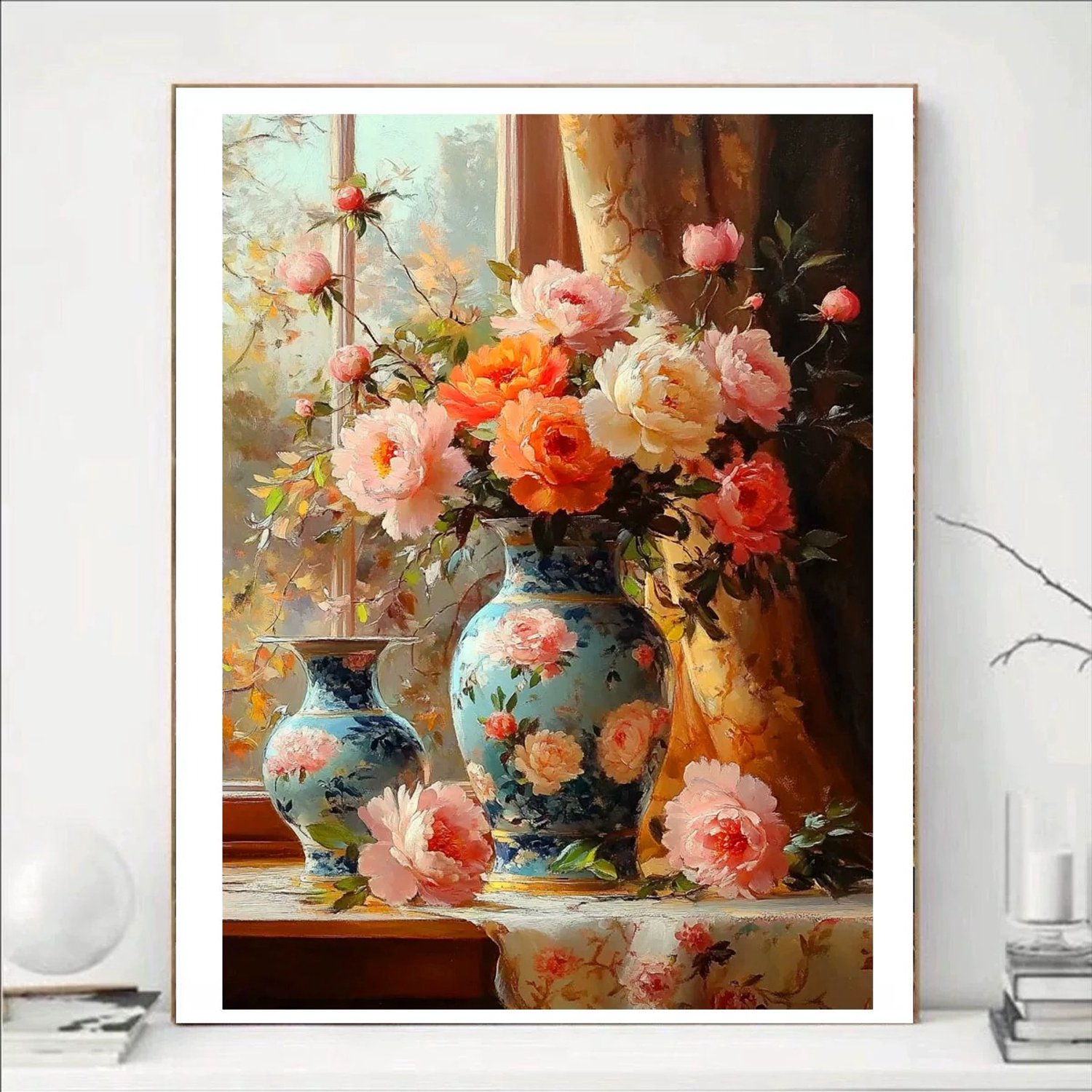 DIY kruissteekborduurpakket/Pioenen in een vaas/gedrukt kruissteekpatroon borduurpakket (frame niet inbegrepen) 50*70CM