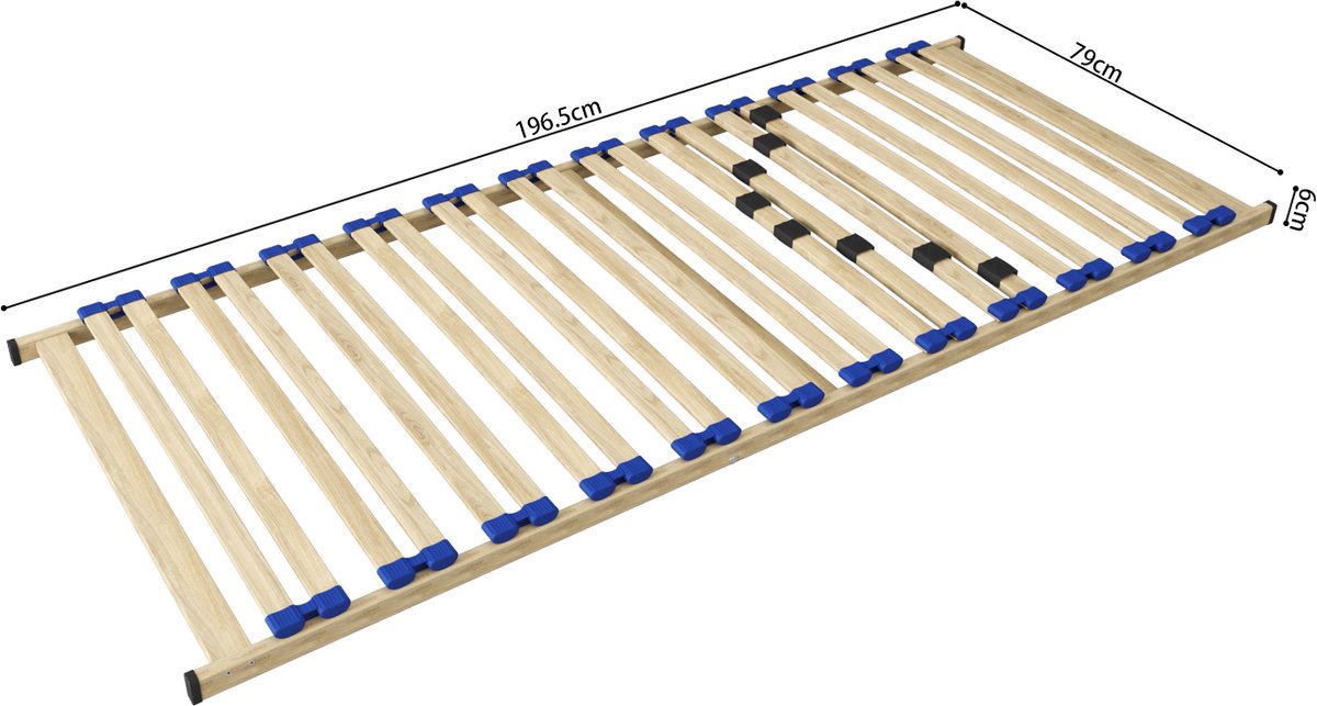 Lattenbodem vast Ruby 80 x 200 cm – Verstelbare Comfortzone – 24 Flexibele Multiplex Latten – Houten Kader – Volledig Gemonteerd Geleverd
