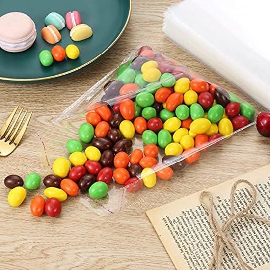 150 Stuks Cellofaanzakken Helder Zelfklevend. OPP Plastic Zakken met Naadafdichting, zonder Ventilatiegat voor Snoep, Geschenken, Sieraden, Kaarten, Snoep, Chocolaatjes, Foto's. — afbeelding 2