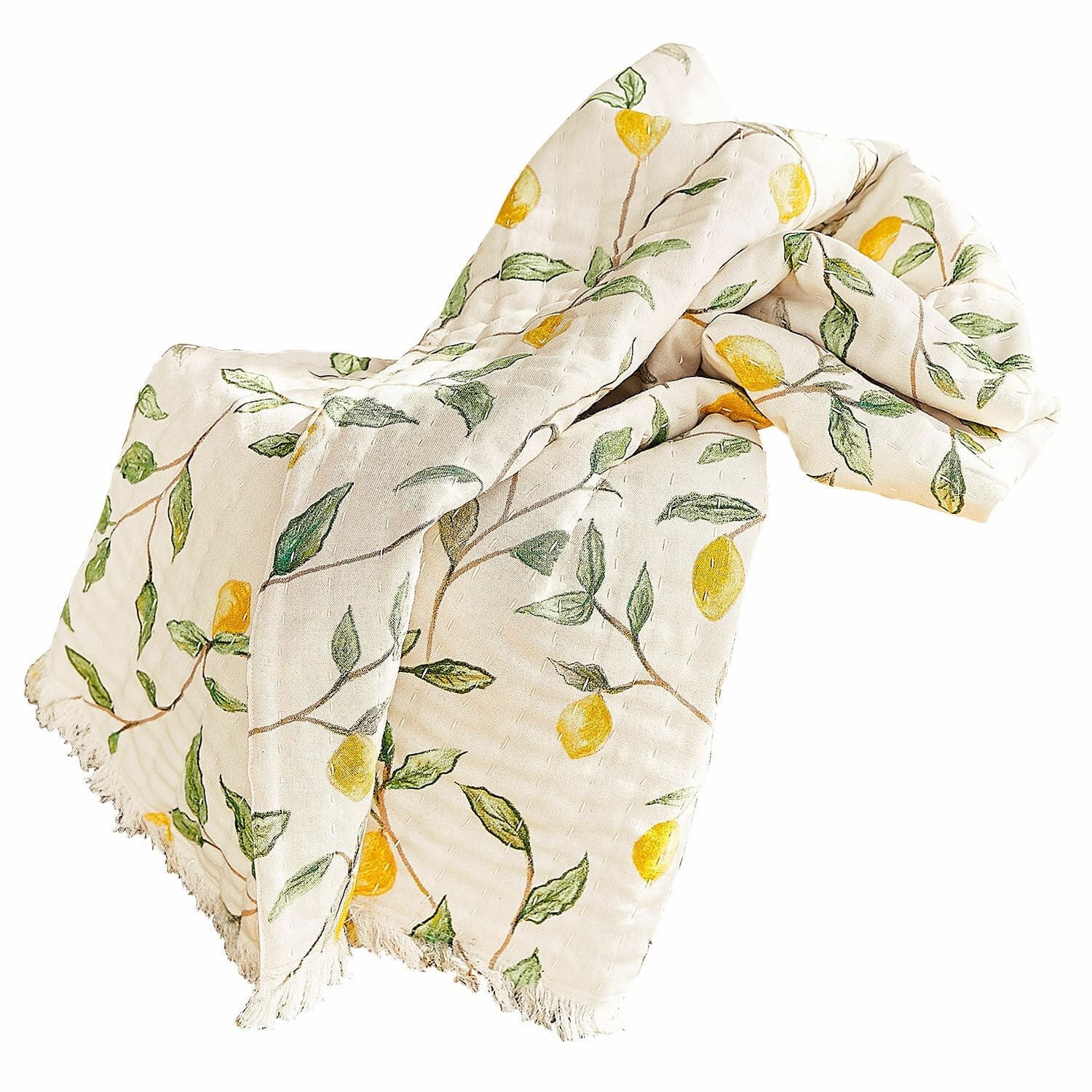 Loberon Plaid Palerina geel/groen/crème