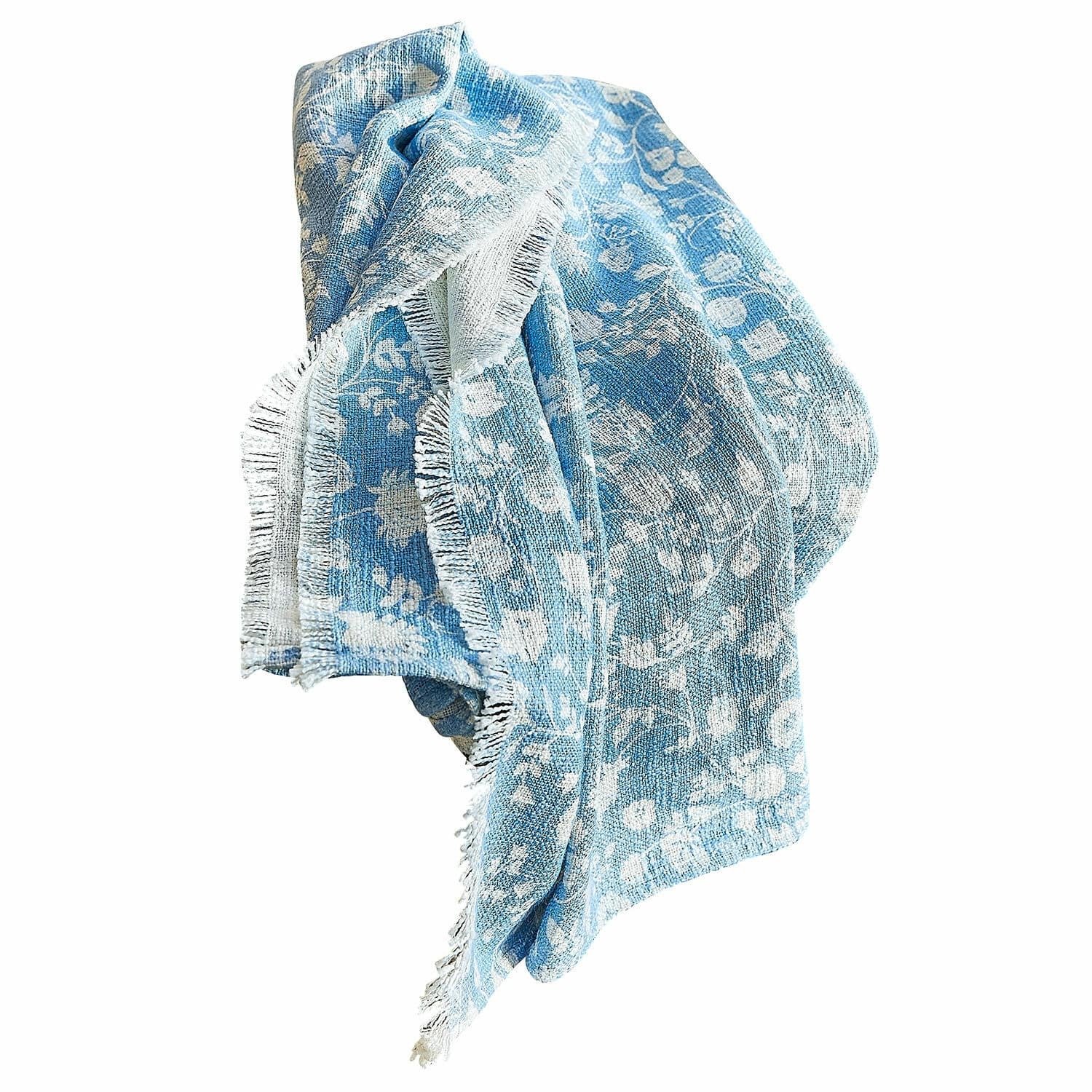 Loberon Plaid Corvelique blauw/crème