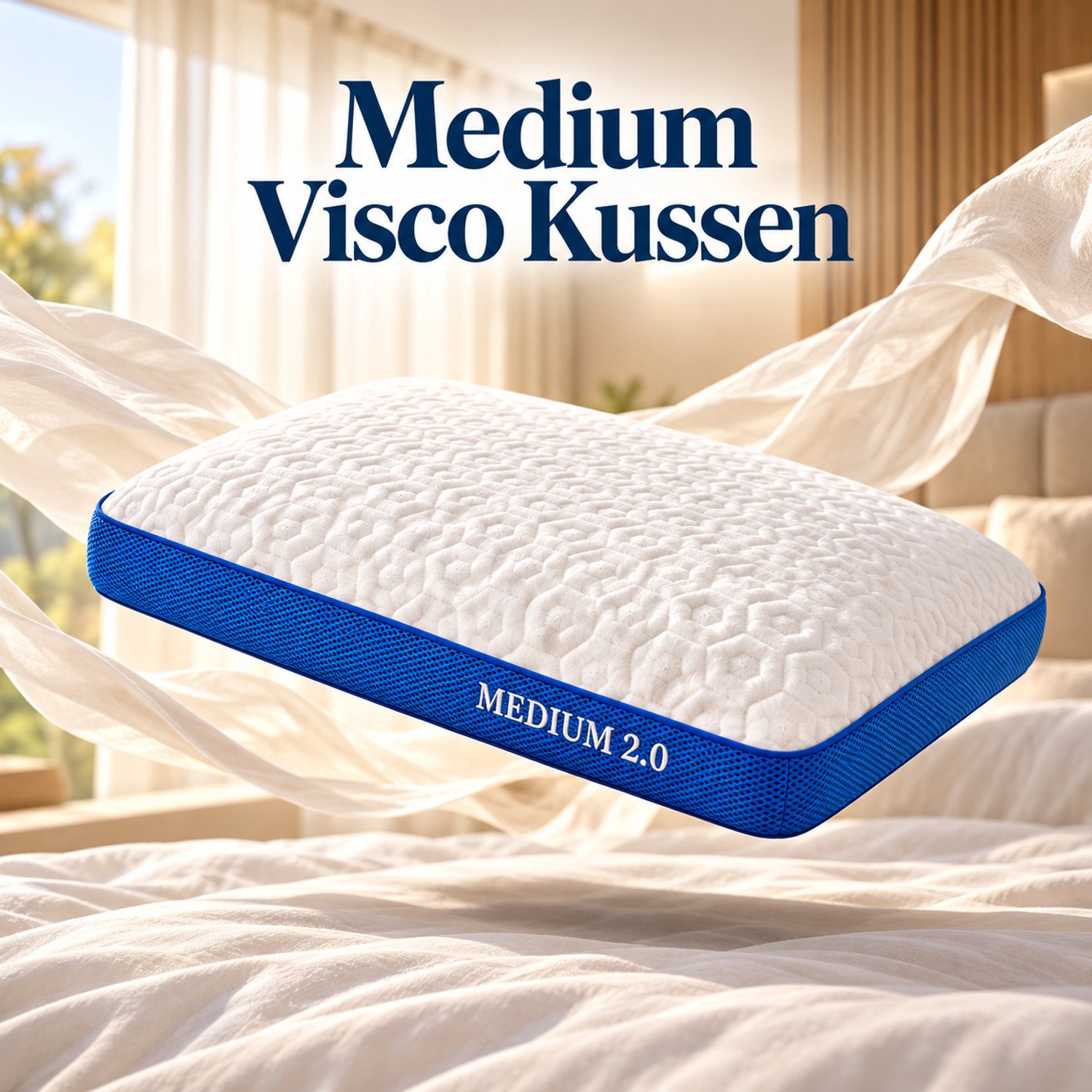 FABRIC BOX Nuvina - Medium Hoofdkussen 65x40x15 cm - Visco Traagschuim - Middelhard - Ademende & Afneembare Hoes Groen