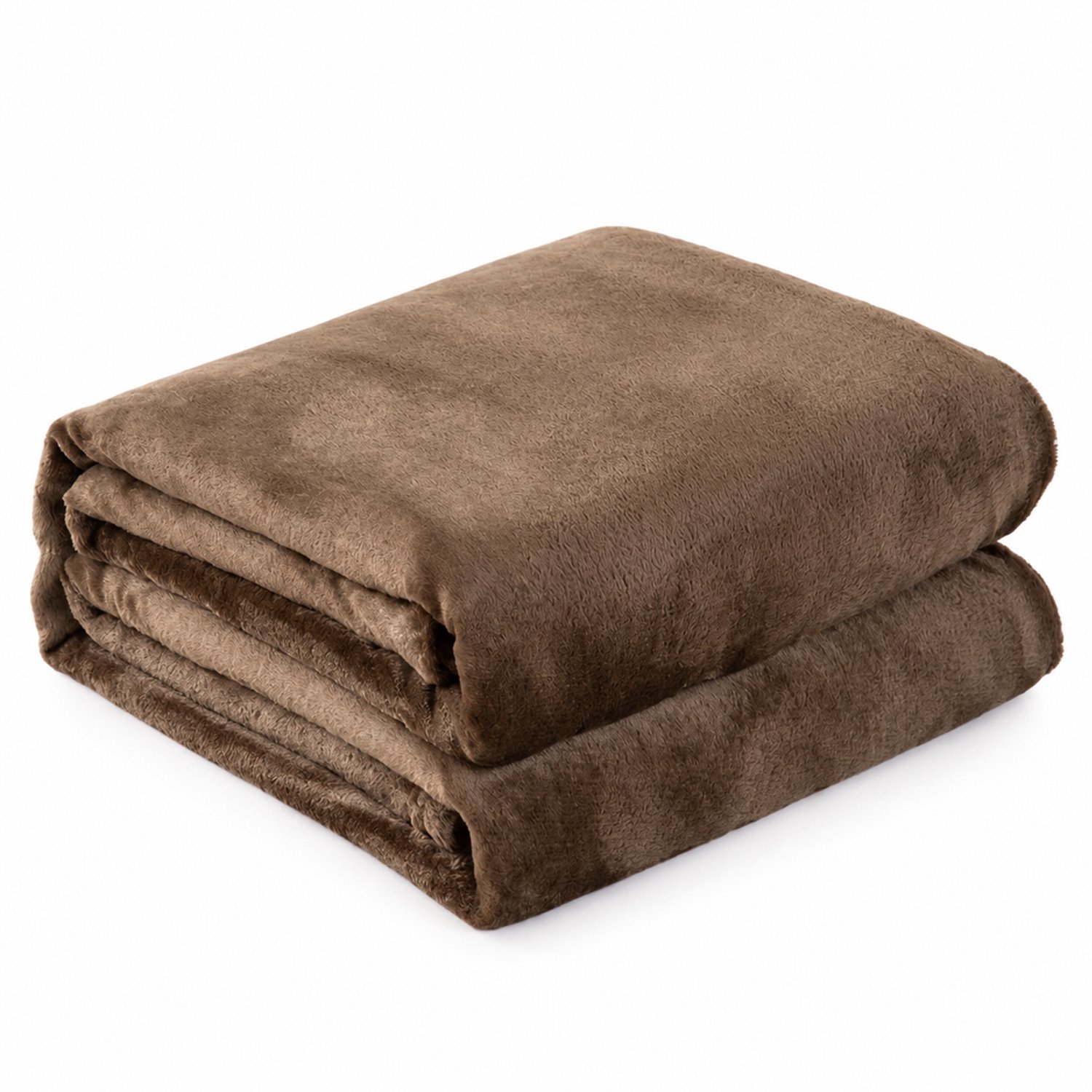 SWGOTA Koffiebruine flanellen deken 150 x 200 cm van polyester, effen plaid voor bank en bed