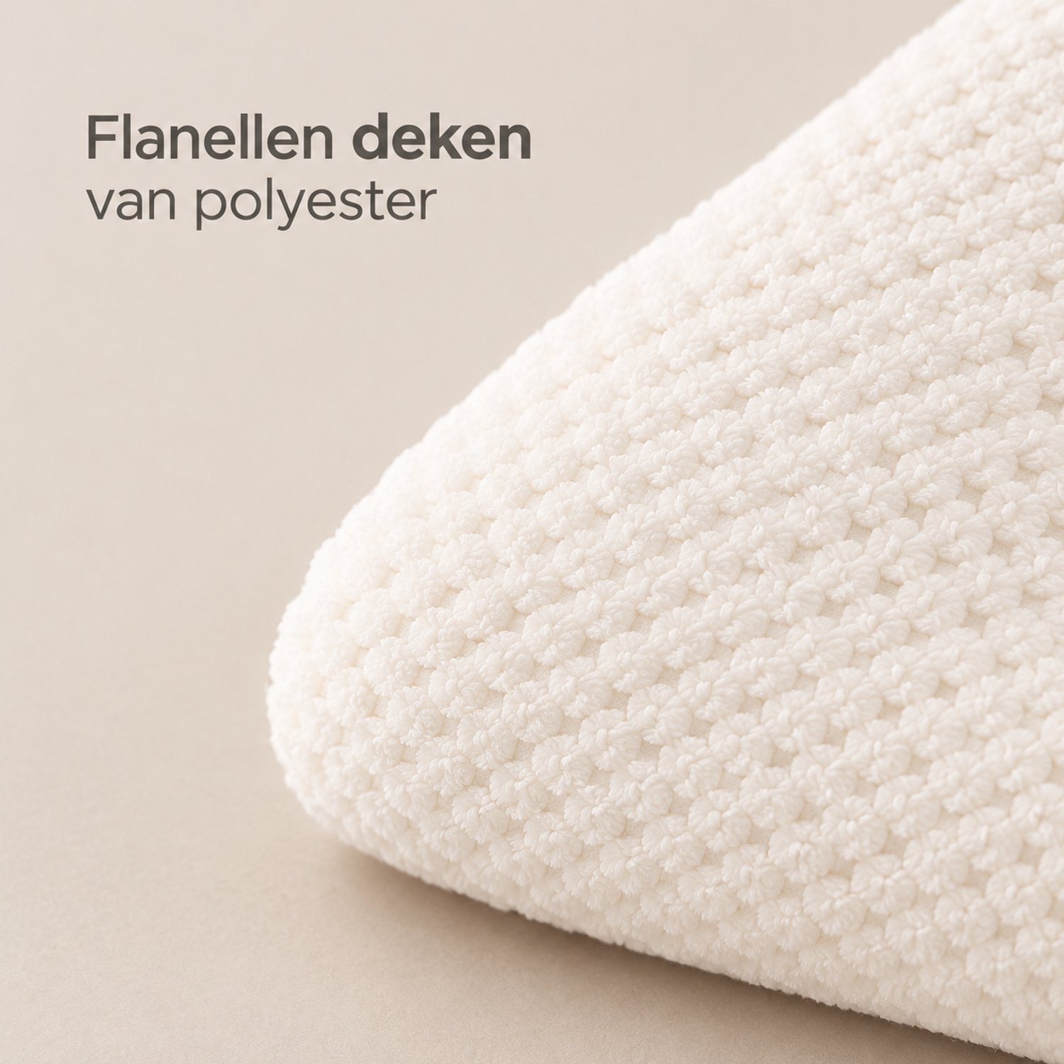SWGOTA Crèmekleurige flanellen deken 200 x 200 cm met wafelstructuur en lint- en kaartverpakking