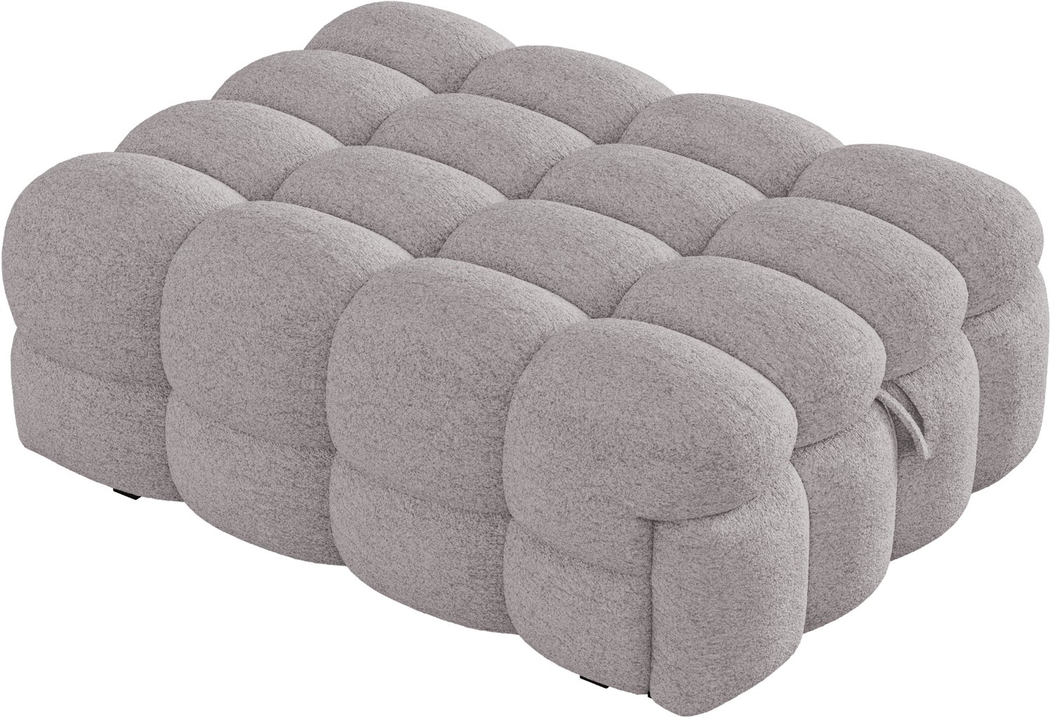 MUVANO 2-in-1 slaapbank en voetenbank - uitklapbaar eenpersoonsbed - grijze bouclé bekleding - zachte teddy stof - voor woonkamer en slaapkamer Grijs