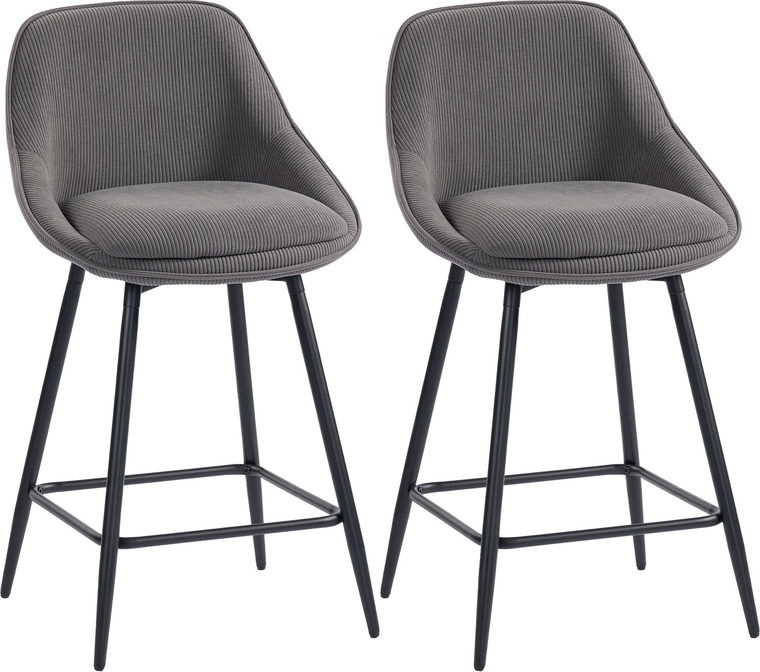 Homcom Barkruk Polyester, Staal 52L x 49B x 88H cm Grijs