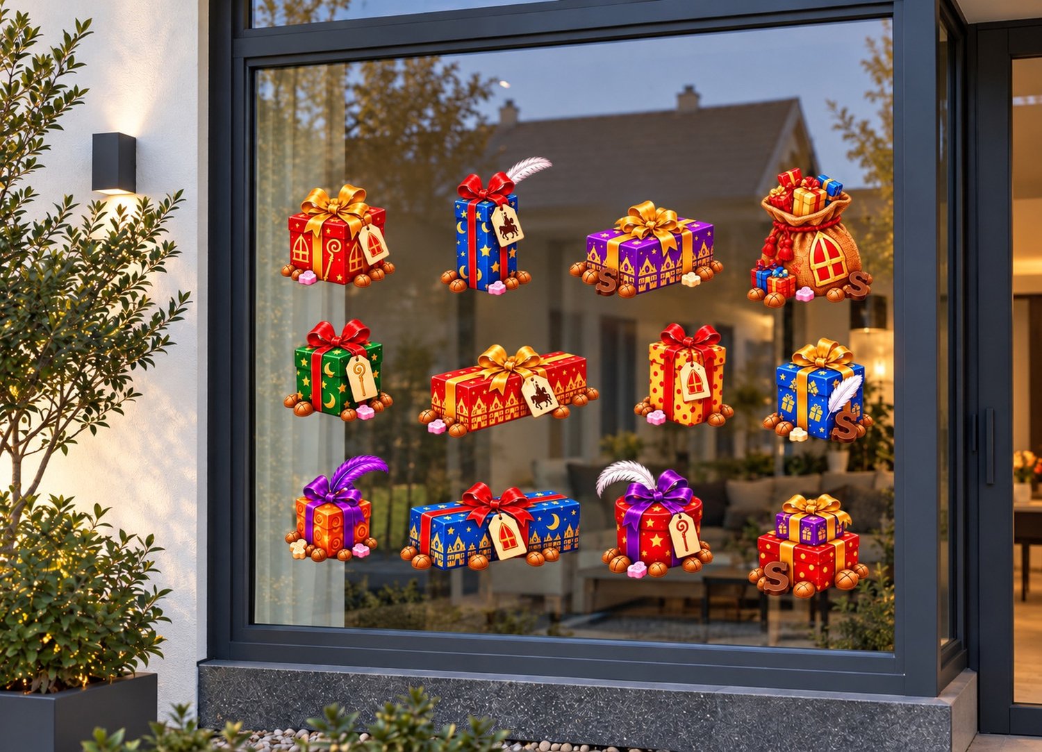 De Stickerman Sinterklaas Raamsticker 30cm Breed Herbruikbaar Weerbestendig (V37) Multi