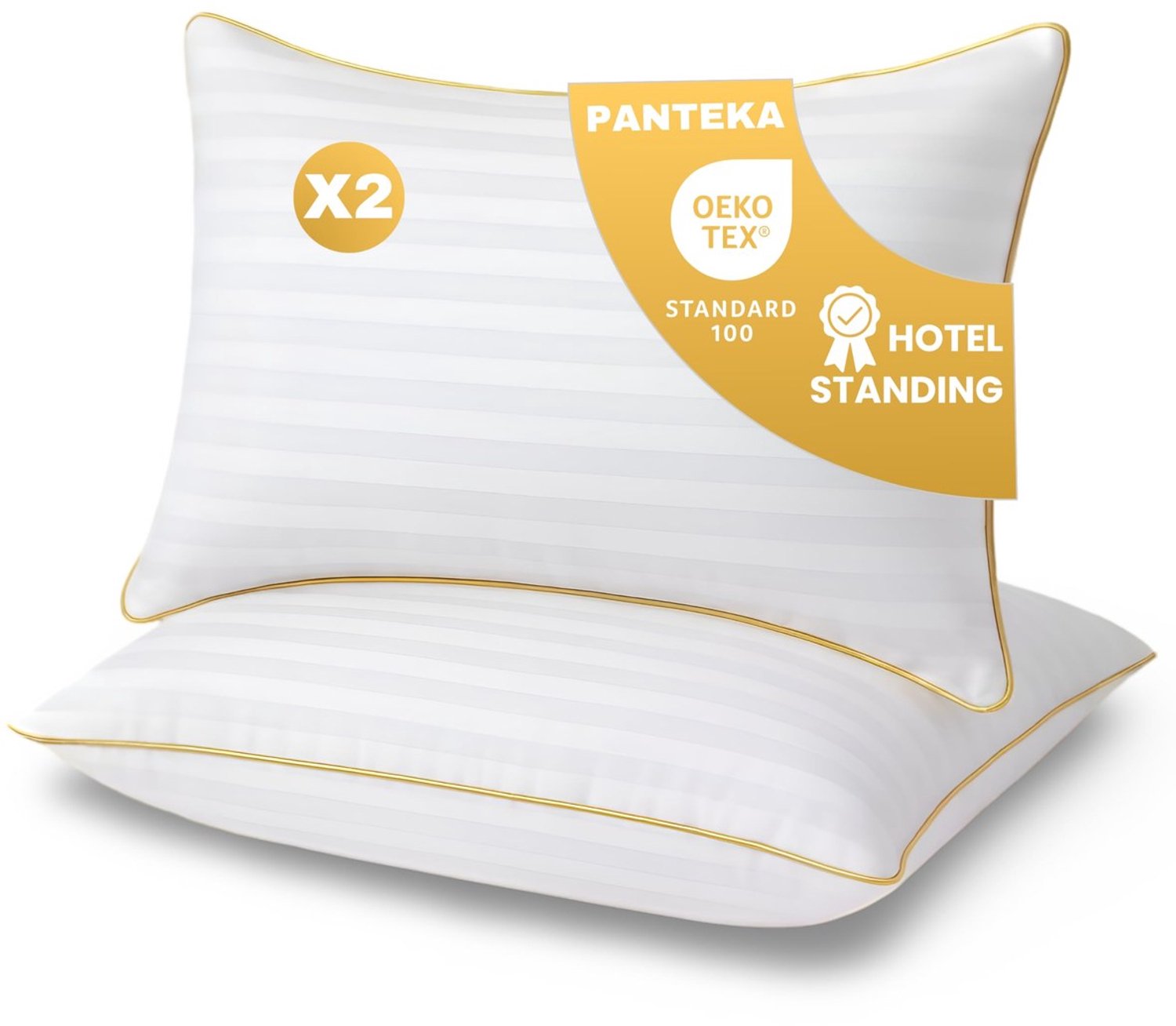 Duraxl Hoofdkussen - 50 x 70 cm - Microvezel - Set van 2 Goud