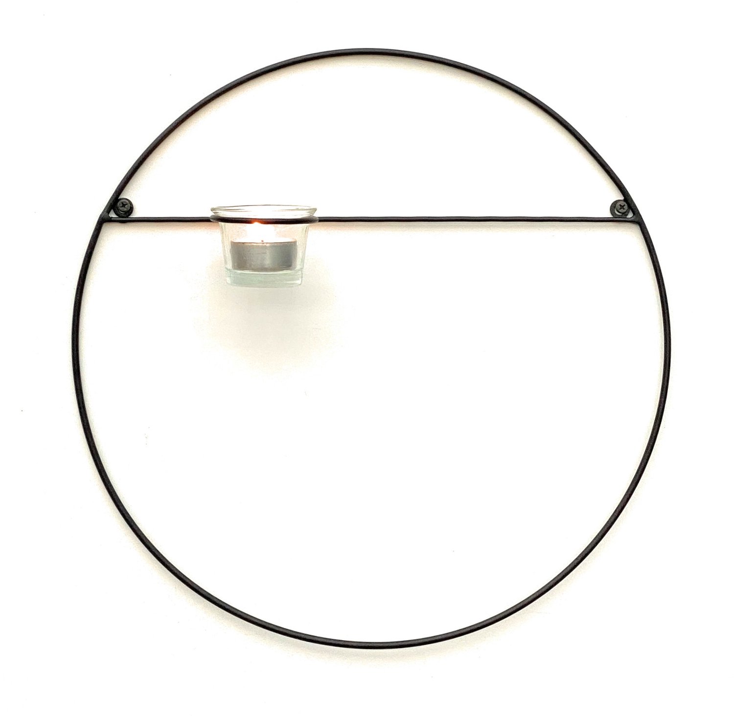 ‎DanDiBo DanDiBo Wandtheelichthouder rond - Zwart smeedijzer - Diameter 36 cm